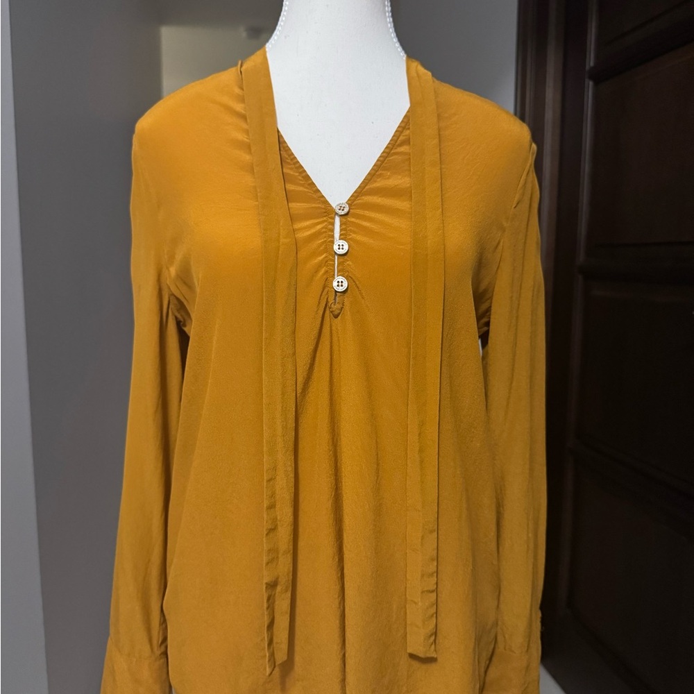Marciano Mustard Blouse with Button Detail